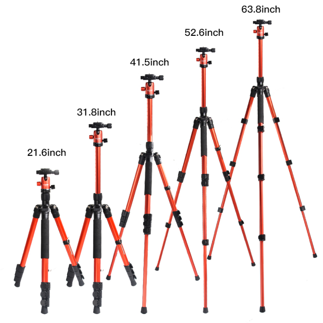 ZOMEi M3 Orange Compact Ball Head Tripod Kit 62.5 Inch for Wedding and Party Photography with Monopod Conversion