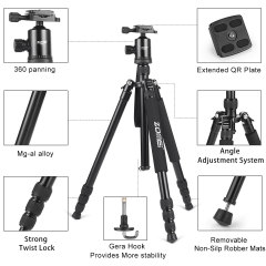 ZOMEI Z818 / Z888 Aluminum Sturdy Tripod Stand with 360 Degree Ball Head and Carry Case for YouTube Videos and Lighting Studio Support - Blue