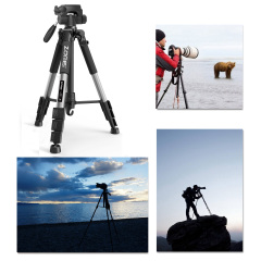 ZOMEi Q111 Lightweight Backpacking Tripod Kit 4-Section with 3-Way Pan Head and Carrying Case for Home Travel Photography Camera DV - Blue
