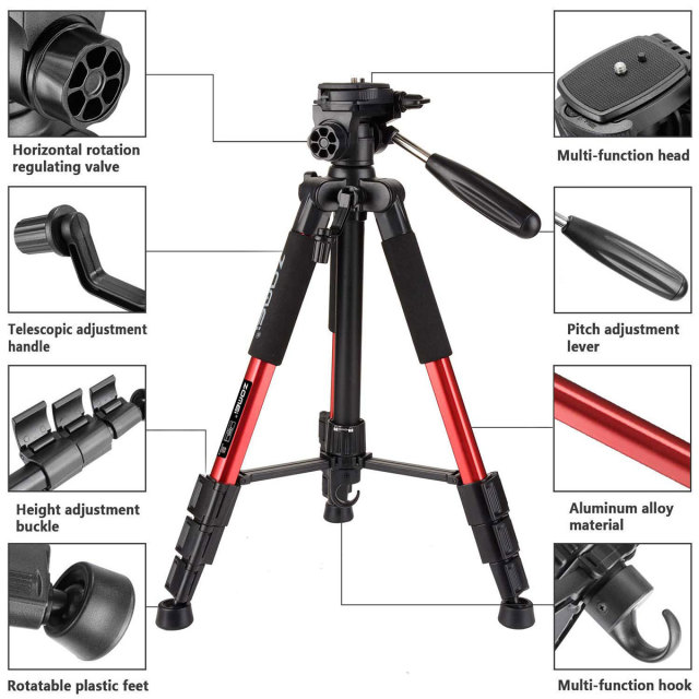 Q111 Compact Aluminum Tripod Kit YouTube Photography for Nikon Canon Dslr Camera for Macro Photography