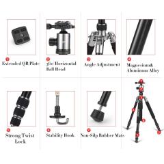 ZOMEi Z818 / Z888 Heavy Duty Camera Tripod 65 Inch for Professional Photographic Shooting for Landscape and Food Photography - Gold