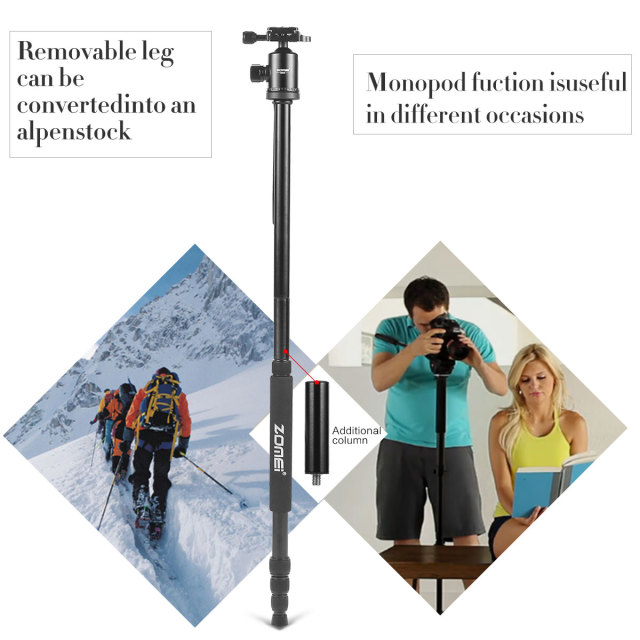 ZOMEI Z818 / Z888 Aluminum Sturdy Tripod Stand with 360 Degree Ball Head and Carry Case for YouTube Videos and Lighting Studio Support - Blue