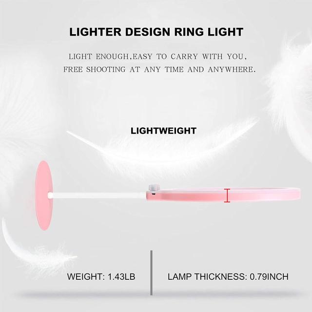 ZOMEi Ring Light for Live Broadcast with Phone Holder Stepless Dimming Bi-color 7.5W Tabletop Lighting Kit with Mini Ball Head and Mirror