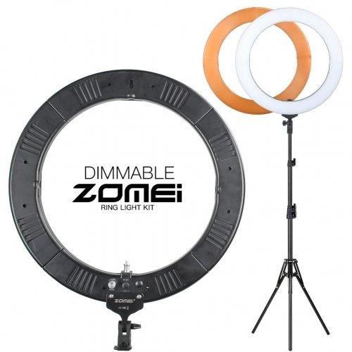 ZOMEi 14/18-inch Fluorescent LED Ring Lights Kit 50W with Tripod Stand and Phone Holder for Makeup Lighting and YouTube Lighting