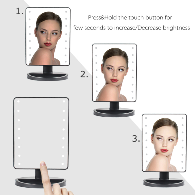 Natural Daylight Lighted Makeup Mirror / Vanity Mirror with Touch Screen Dimming, Detachable 10X Magnification Spot Mirror