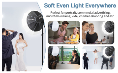 ZOMEI 26'' Lantern Quick Collapsible Softbox Diffuser with Bowens Mount and 9.2 ft/2.8 m Extendable Light Stand for Portraits, Video Shooting etc.