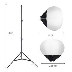 ZOMEI 26'' Lantern Quick Collapsible Softbox Diffuser with Bowens Mount and 9.2 ft/2.8 m Extendable Light Stand for Portraits, Video Shooting etc.
