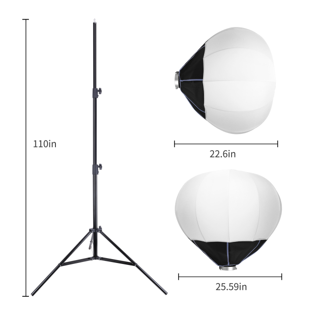 ZOMEI 26'' Lantern Quick Collapsible Softbox Diffuser with Bowens Mount and 9.2 ft/2.8 m Extendable Light Stand for  Portraits, Video Shooting etc.