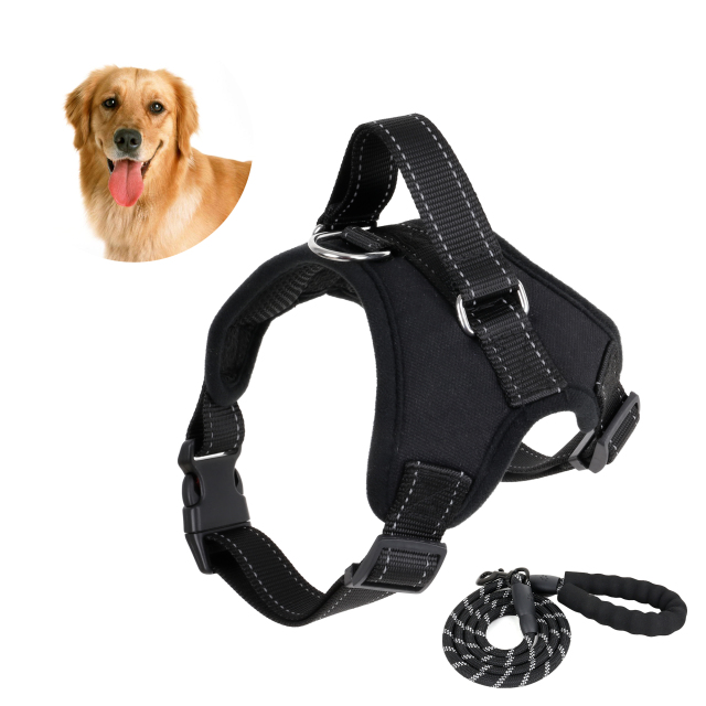 Dog Harness No Pull Adjustable Reflective Easy Control for Medium Large Dog Harness with Heavy Duty Dog Leash