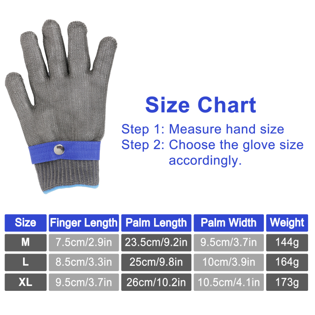 Level 9 Cut Resistant Gloves Stainless Steel Mesh Metal Glove Safety Work Glove