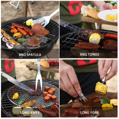BBQ Grill Set,Stainless Steel Barbecue Tools 25pcs,Useful Grilling Accessories with 12 Grilling Skewers for Family Camping Backyard Barbecue