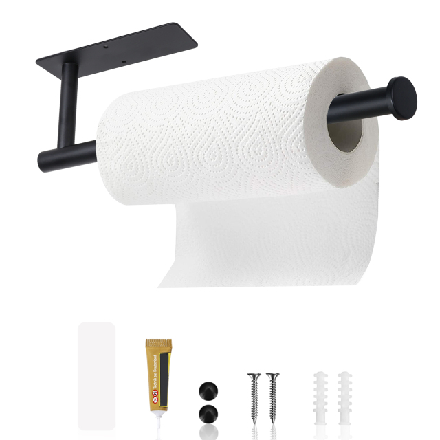 Paper Towel Holder ,Vintage Golden Paper Towel Rack Under Cabinet , Stainless Steel Wall Mount Towel Paper Holder,Sticker/Glue/ Drilling 3 Way to Conn