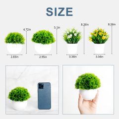 Karlesi 4 Pcs Artificial Plants & Flowers Potted for Bathroom Office Home,Small Fake Plants in White Pot House Decor
