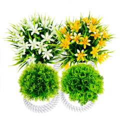 Karlesi 4 Pcs Artificial Plants & Flowers Potted for Bathroom Office Home,Small Fake Plants in White Pot House Decor