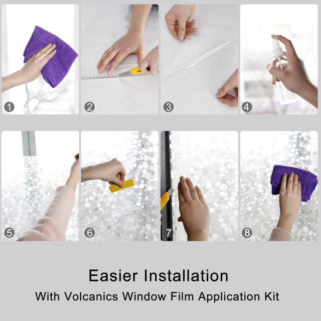 Window Privacy Film,3D Decorative Window Stickers,Rainbow Static Window Clings Vinyl Window Decals for Glass Door Heat Control Anti UV,Pebble Pattern
