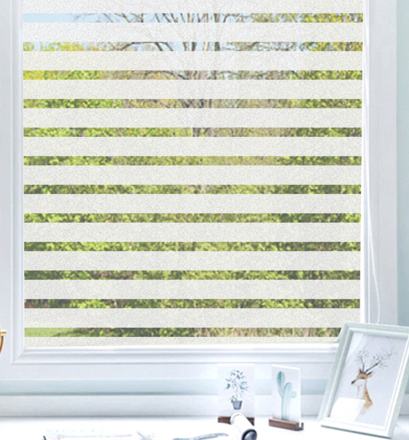 Privacy Window Film,Frosted Static Cling Non-Adhesive Vinyl Glass Film Anti UV, Window Decor for Home Office Kids Study Meeting Room,Stripe Patterns