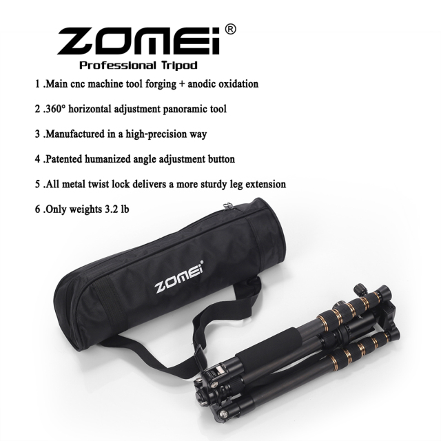 ZOMEi Z669C Ultra Travel Tripod with Twist Locks - Enough Compact and Sturdy for Outdoor Long-exposure Images Shooting