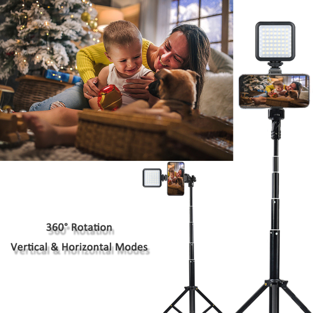 Vlogging Kit for Phone Lightning Compatible YouTube Starter Kit for Phone Tripod Phone Mount LED Light and Microphone