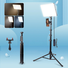 1 Packs LED Video Light with 50" Tripod Stand, Dimmable 2500-8500K Studio Conference Light, Built-in Battery for YouTube/TikTok/Vlog/Streaming