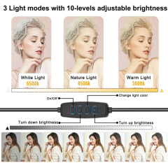 1 Packs LED Video Light with 50" Tripod Stand, Dimmable 2500-8500K Studio Conference Light, Built-in Battery for YouTube/TikTok/Vlog/Streaming