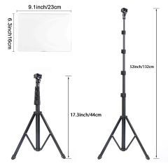 1 Packs LED Video Light with 50" Tripod Stand, Dimmable 2500-8500K Studio Conference Light, Built-in Battery for YouTube/TikTok/Vlog/Streaming