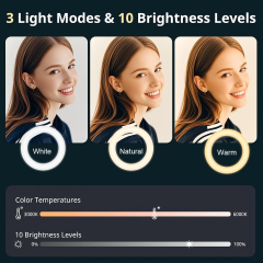 10" ring light With 43.3" tripod & phone holder - perfect for videos, makeup & content creation (YouTube/TikTok/Twitch)