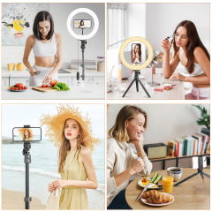 Pro Glow Studio: 10" Ring Light + 63" Tripod & Phone Grip | 3-Color 10-Level for Stream/Vlog
