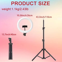 10" ring light With 43.3" tripod & phone holder - perfect for videos, makeup & content creation (YouTube/TikTok/Twitch)
