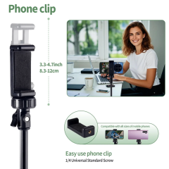 63 inch Phone Tripod, Selfie Stick Stand, For Video Recording, Compatible With Phone/ Camera Black