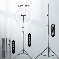 12" Selfie Ring Light with 74" Extendable Tripod, Phone Holder Control, Dimmable LED Light for Streaming, TikTok, Zoom, Vlogging - Create Pro Lighting Easily!