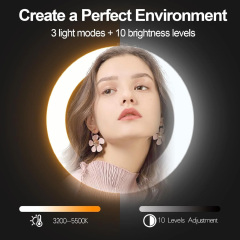 12" Selfie Ring Light with 74" Extendable Tripod, Phone Holder Control, Dimmable LED Light for Streaming, TikTok, Zoom, Vlogging - Create Pro Lighting Easily!