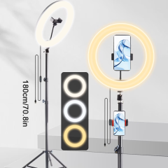 12" Selfie Ring Light with 74" Extendable Tripod, Phone Holder Control, Dimmable LED Light for Streaming, TikTok, Zoom, Vlogging - Create Pro Lighting Easily!