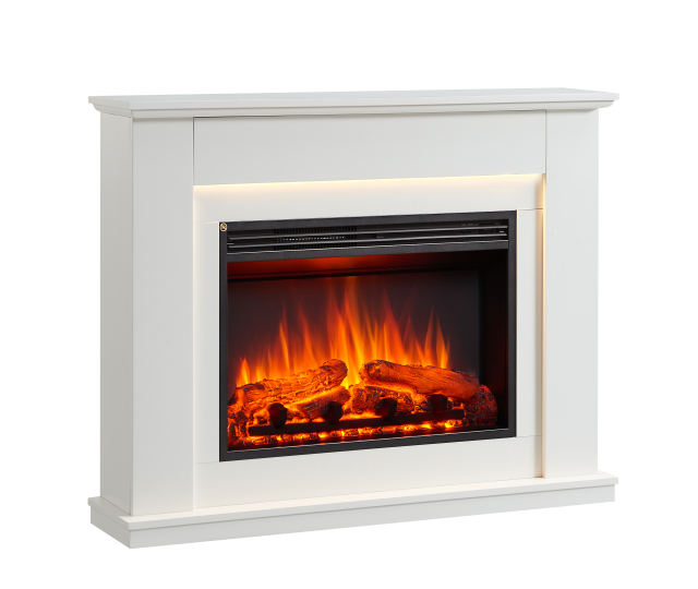 Valenza 44" White Electric Fireplace Suites