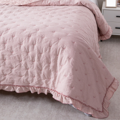 Elegant Embroidered Quilt with Ruffle Edge