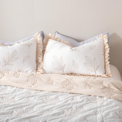 Faux Cotton-linen Embroidery Quilt with Ruffle Edge