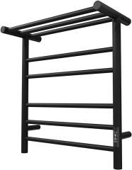 KWW Towel Warmer Wall Mount Electric Plug-in/ Heated Towel Rack Matte Black