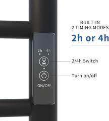 KWW Towel Warmer Wall Mount Electric Plug-in/ Heated Towel Rack Matte Black