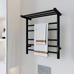KWW Towel Warmer Wall Mount Electric Plug-in/ Heated Towel Rack Matte Black