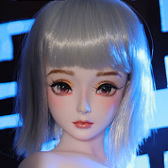 Silvery gray with bangs short straight hair