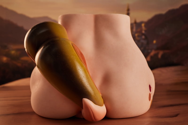 PA-Peppy: This rear-view image captures the product's lower torso and attached tail structure, highlighting the full, symmetrical hip curves and a smooth, realistic skin texture with a natural, soft finish.