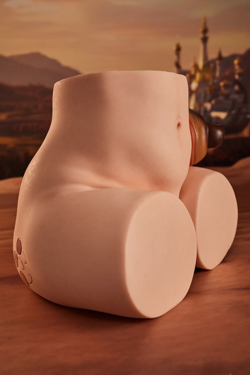 PA-Peppy: This close-up, front-quarter view captures the product's lower torso, showcasing a smooth abdomen, a defined belly button, flat-cut upper thighs, and a soft, realistic skin texture.