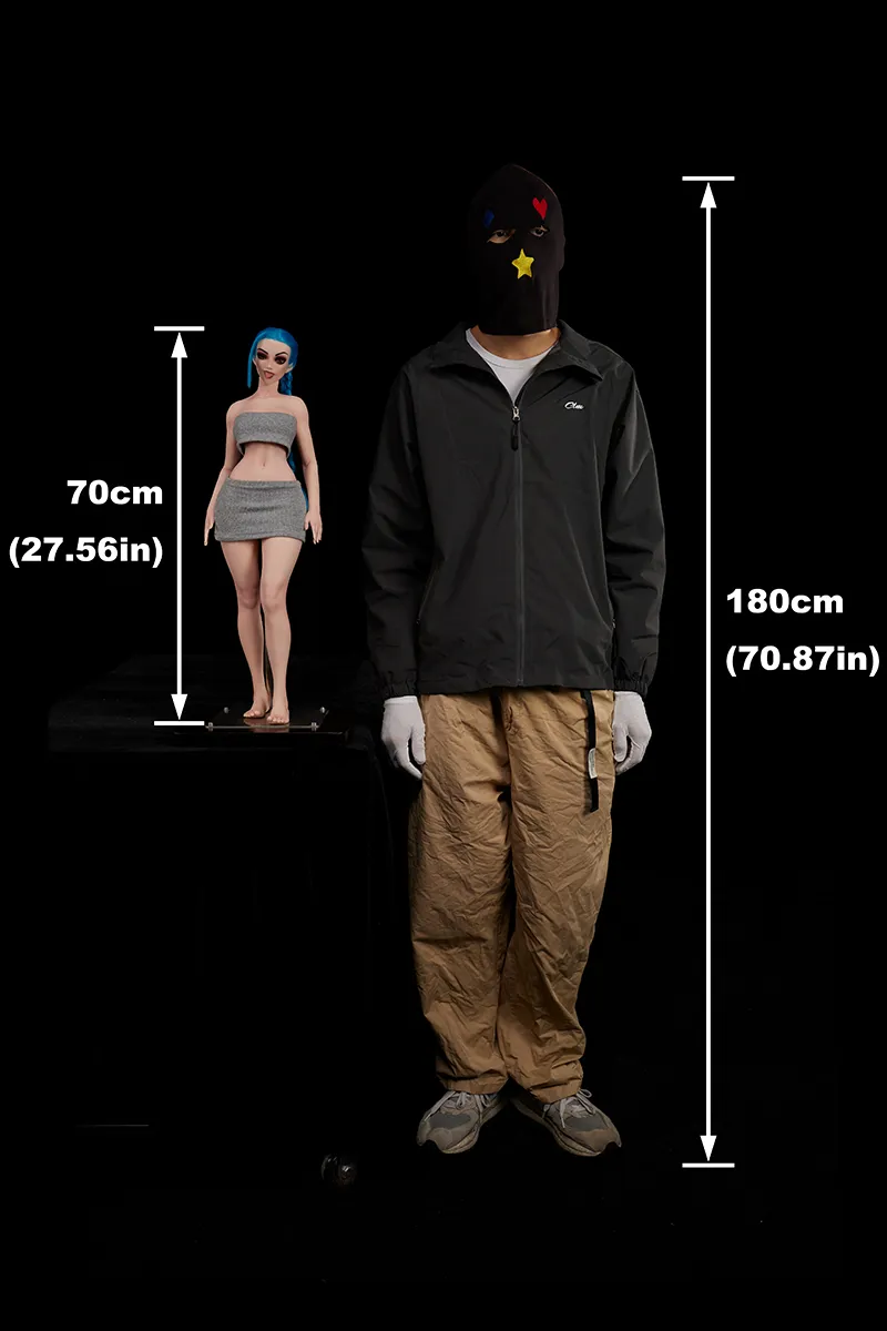 Si70 MO Jetta Mini Sex Doll – Size Comparison Front View, 70cm Doll vs 180cm Person | CLM Classic