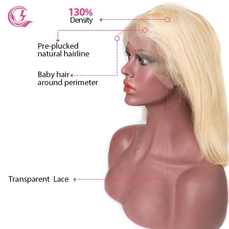 Virgin Hair 613# BOB Lace Front Wig Straight  transparent Lace Wholesale