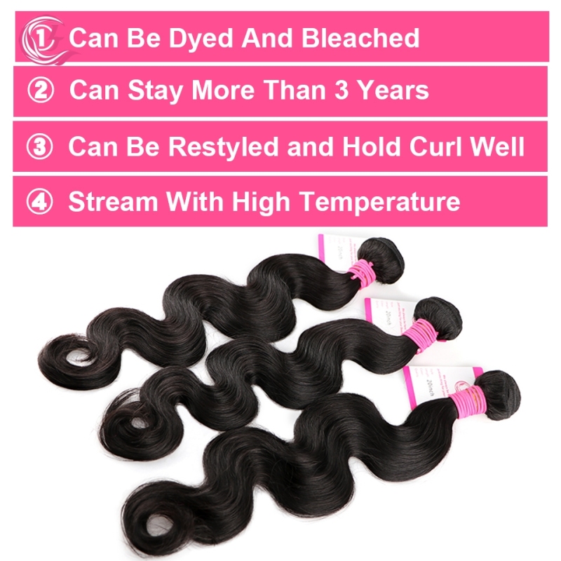 Raw Hair Body Wave Bundle Natural black color 100g With Double Weft