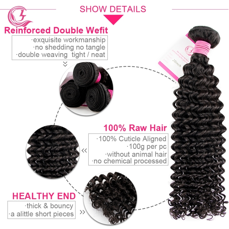 Unprocessed Raw Hair Kinky Curly Bundle Natural black color 100g With Double Weft