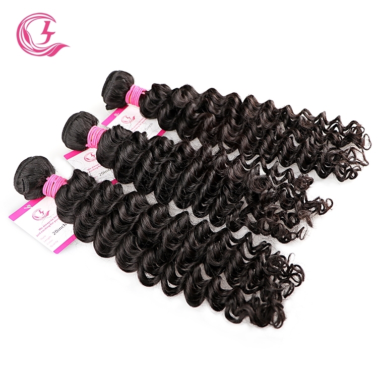 Unprocessed Raw Hair Deep Wave Bundle Natural black color 100g With Double Weft