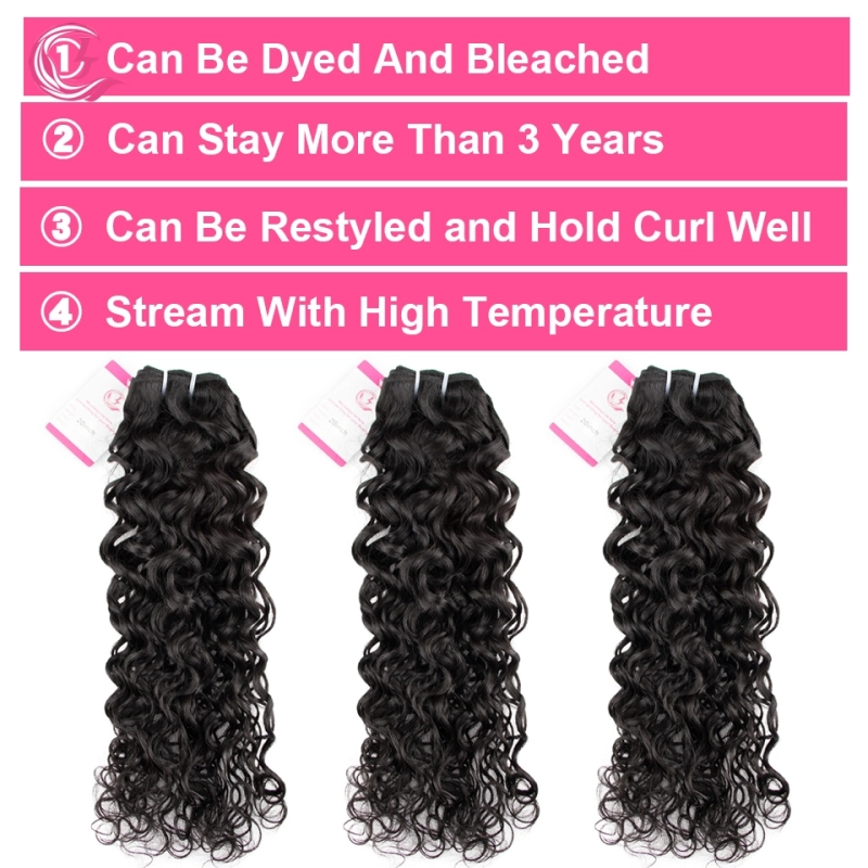 Unprocessed Raw Hair French Wave Bundle Natural black color 100g With Double Weft