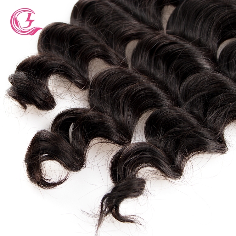 Unprocessed Raw Hair Ocean Wave Bundle Natural black color 100g With Double Weft