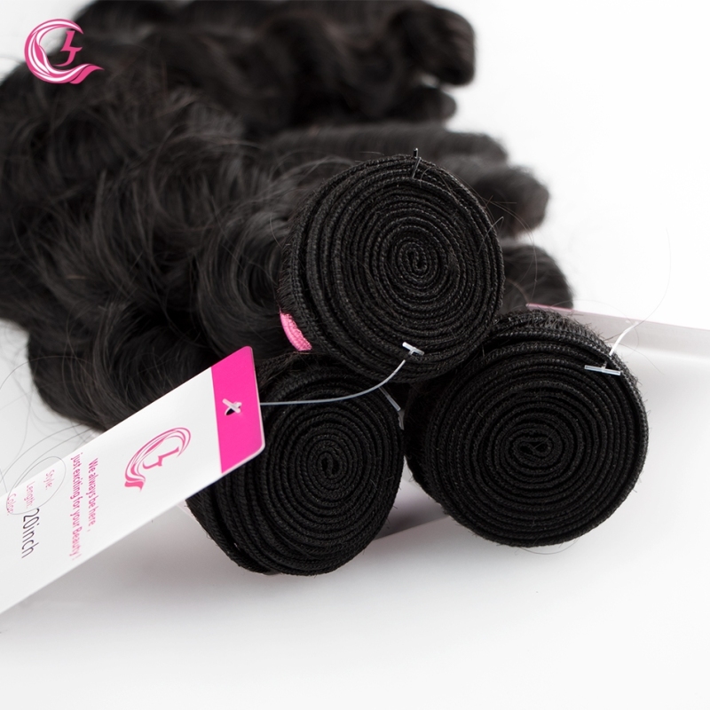 Virgin Hair of Ocean Wave Bundle Natural black color 100g With Double Weft For Medium High Market