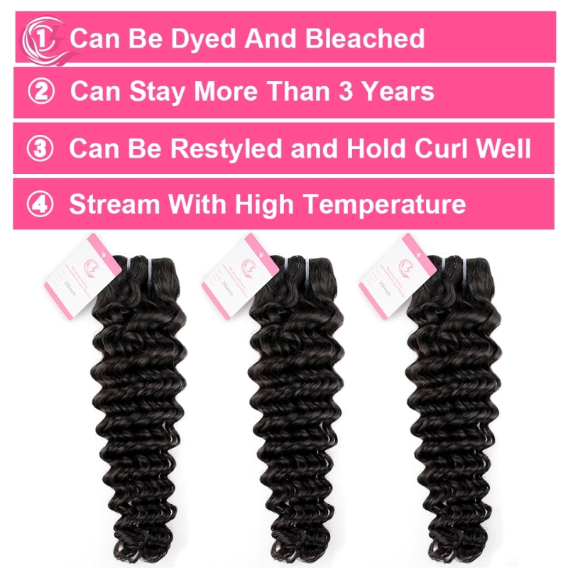 Unprocessed Raw Hair Deep Curly Bundle Natural black color 100g With Double Weft
